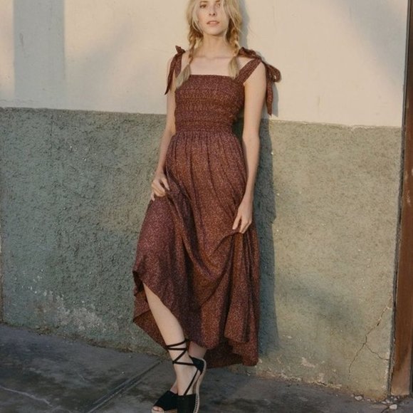 Dôen Jasmine Dress in Rust Ditzy Floral Size XS